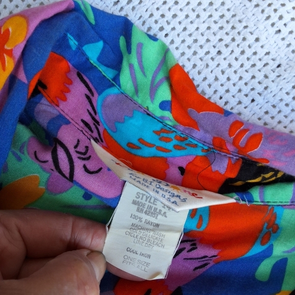 Vintage Rare Art to Wear by Ken Done Abstract button down OSFM - Picture 8 of 11